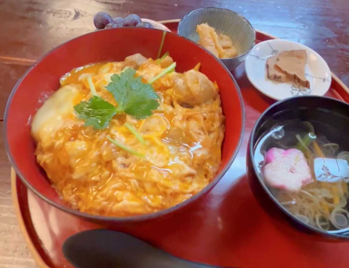 秋田観光　角館　名物　食べ歩き　お食事処　桜の里　比内地鶏の親子丼